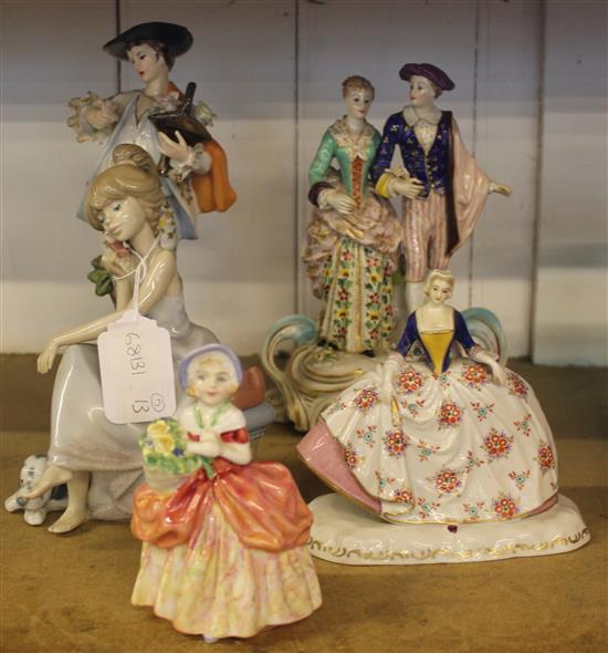 5 porcelain figures/groups